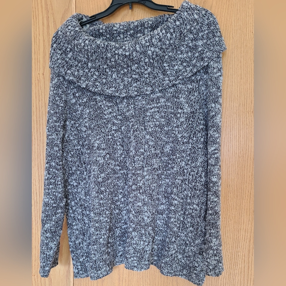 Sag Harbor Woman's 1X black and silver sweater